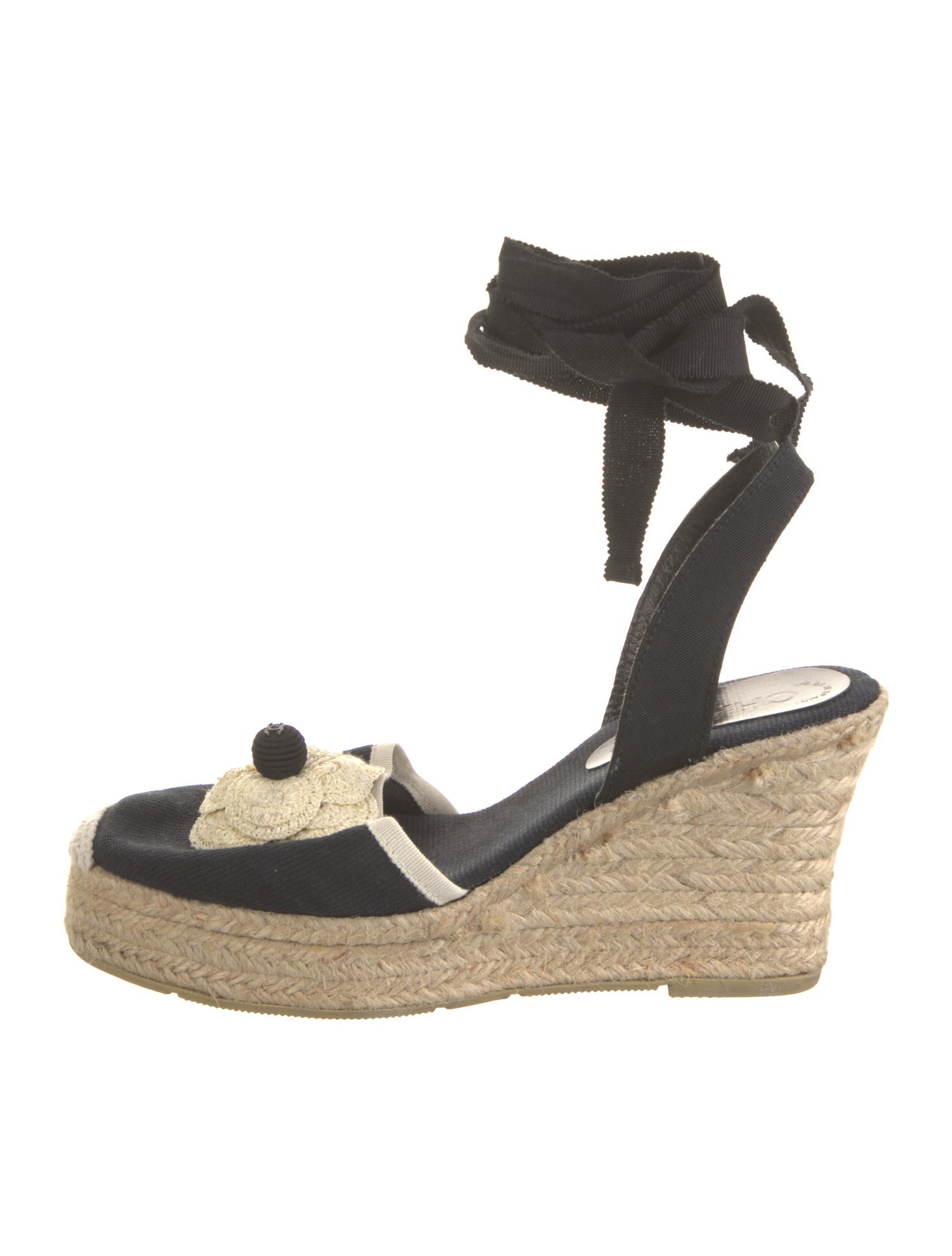 Chanel Camellia Accent Canvas D'Orsay Pumps