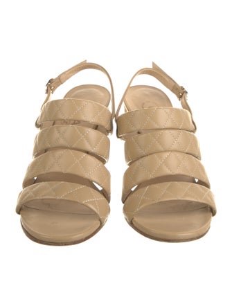 Chanel Interlocking CC Logo Leather Slingback Sandals