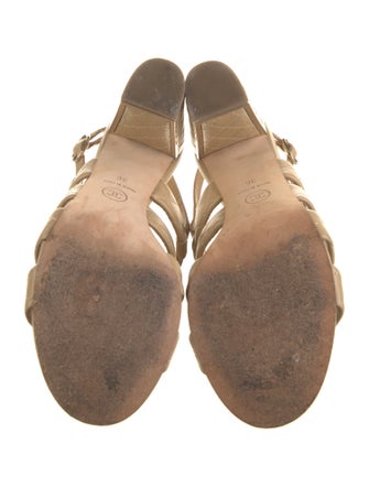 Chanel Interlocking CC Logo Leather Slingback Sandals