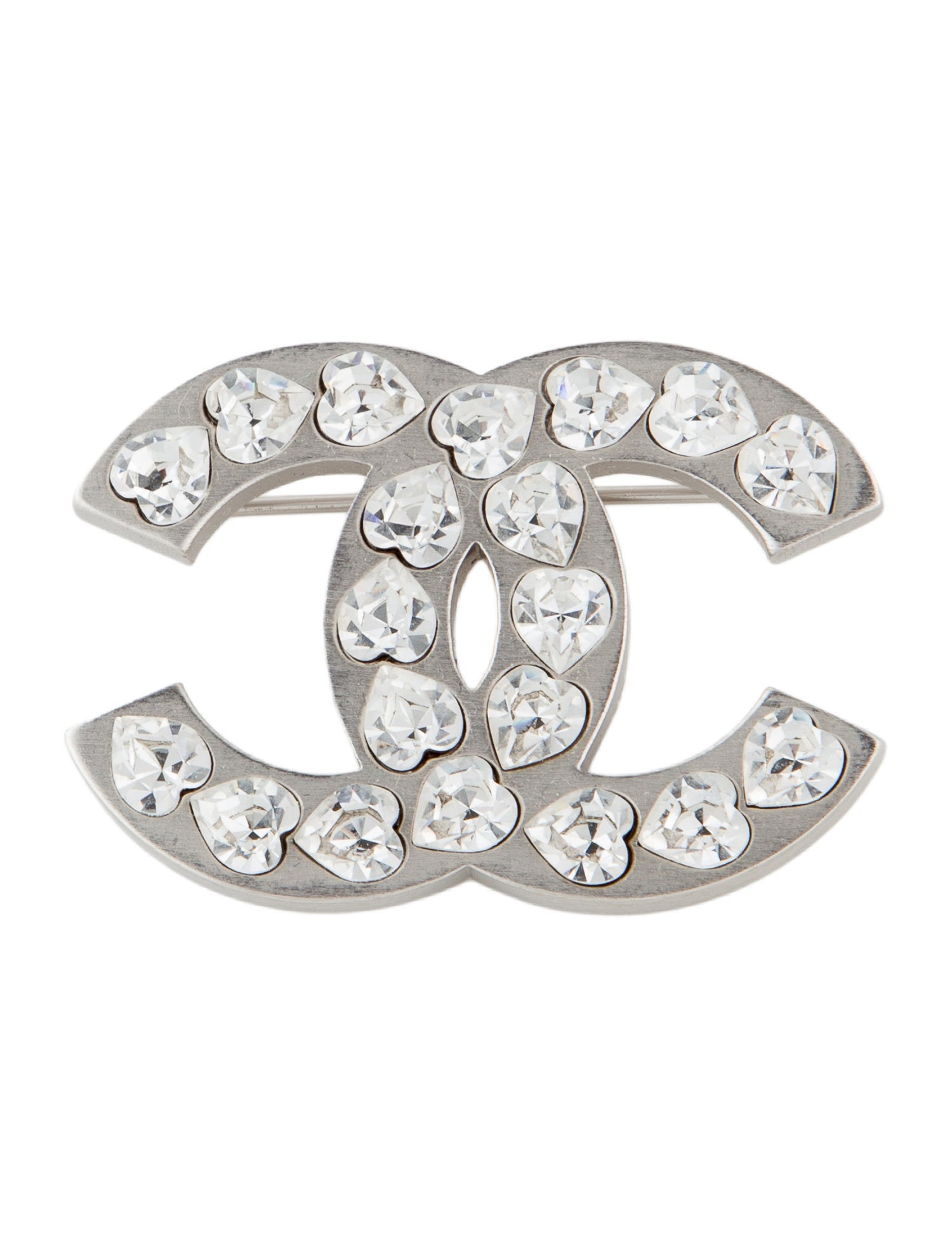 Chanel Strass Heart CC Brooch