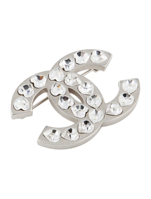 Chanel Strass Heart CC Brooch