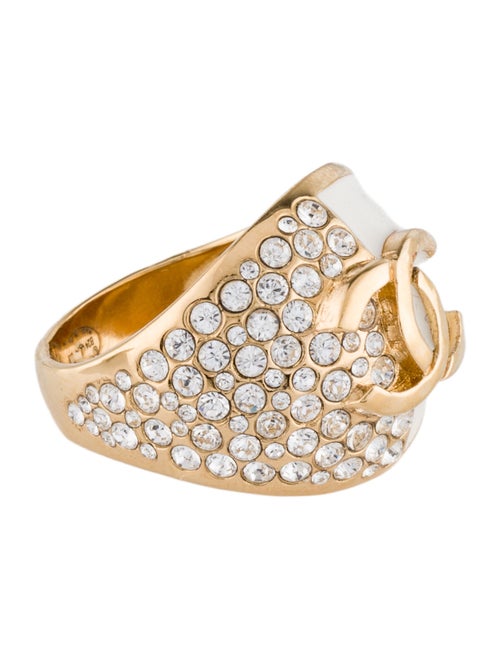 Chanel 2024 Enamel & Strass CC Dome Ring