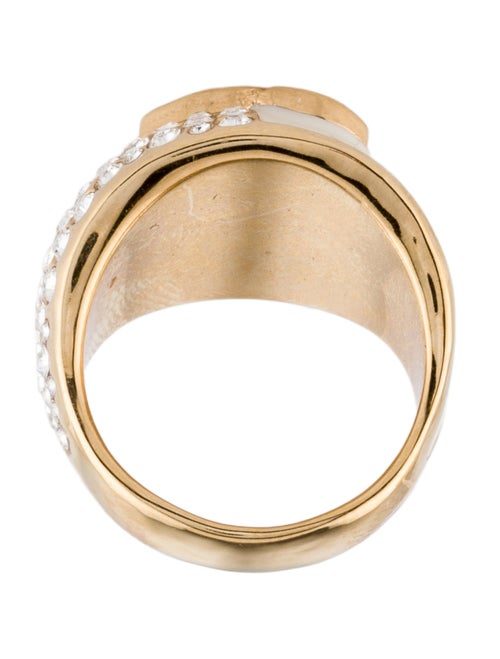 Chanel 2024 Enamel & Strass CC Dome Ring