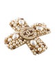 Chanel Faux Pearl & Enamel CC Cross Convertible Pendant Brooch
