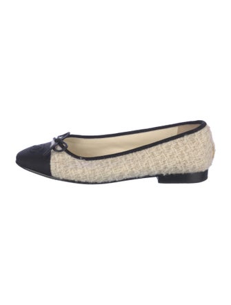 Chanel Interlocking CC Logo Tweed Ballet Flats