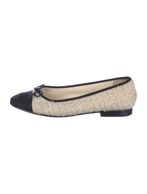 Chanel Interlocking CC Logo Tweed Ballet Flats