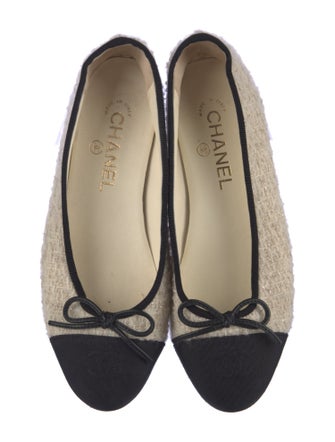 Chanel Interlocking CC Logo Tweed Ballet Flats
