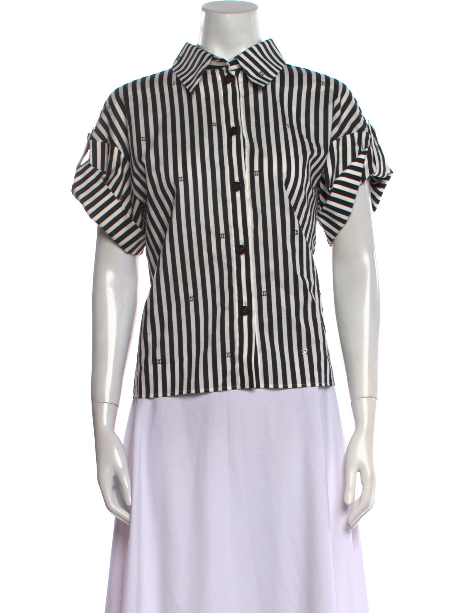 Chanel 2024 Striped Button-Up Top