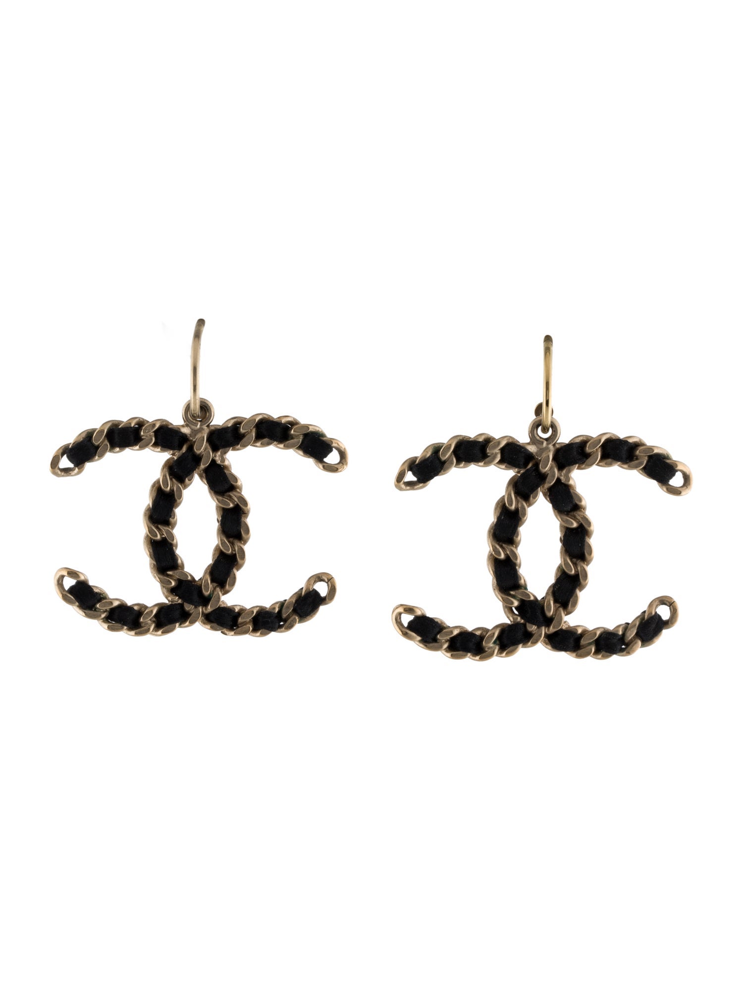 Chanel Leather CC Drop Earrings