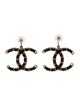 Chanel Leather CC Drop Earrings
