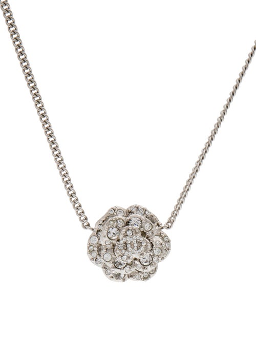 Chanel Strass CC Camellia Pendant Necklace