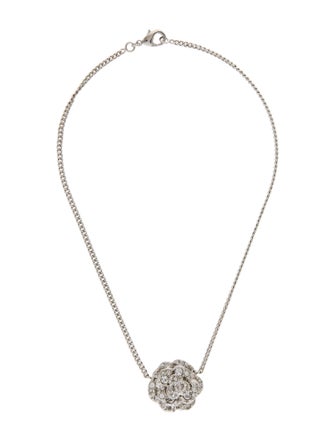 Chanel Strass CC Camellia Pendant Necklace