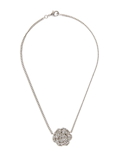 Chanel Strass CC Camellia Pendant Necklace