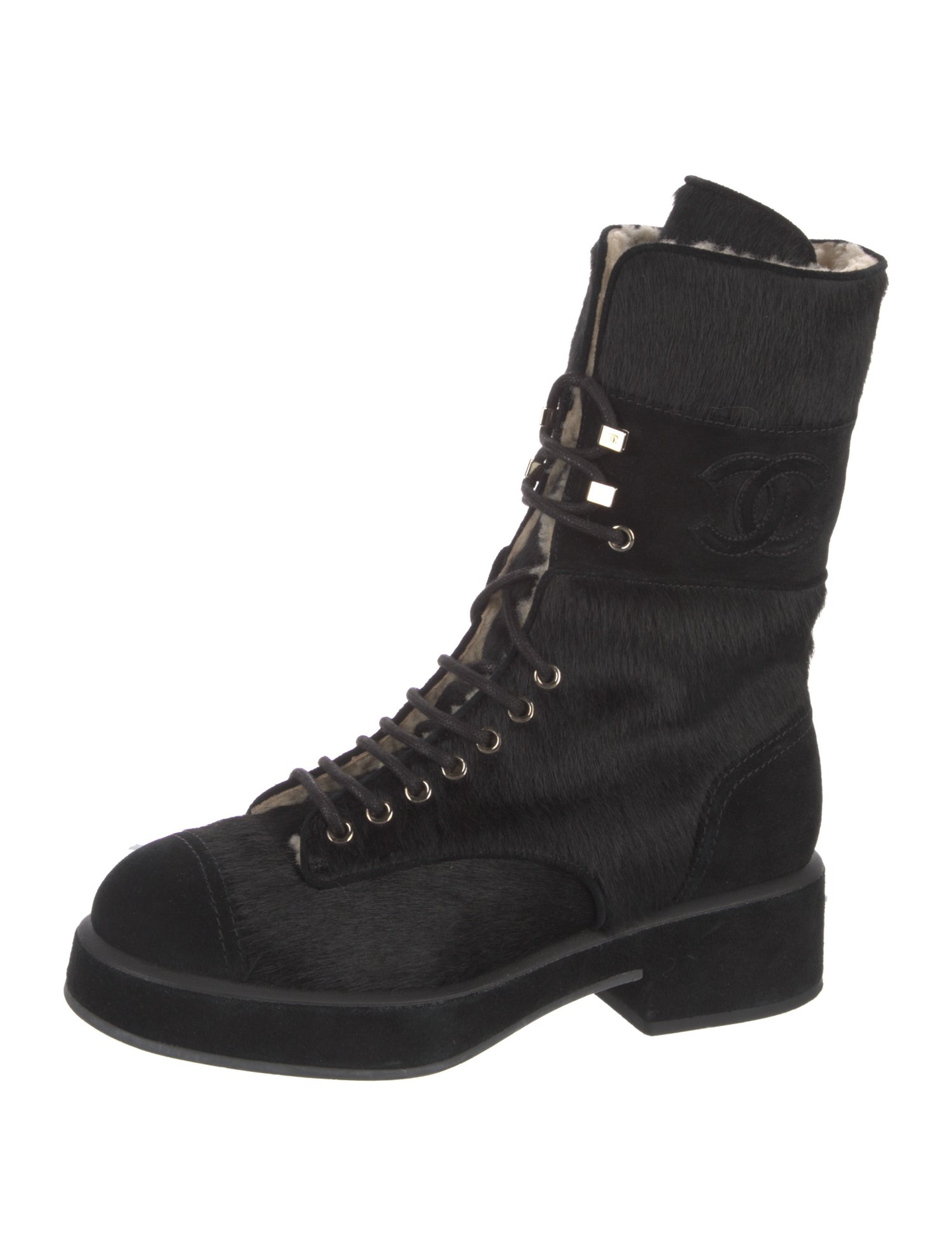 Chanel 2022 Interlocking CC Logo Combat Boots