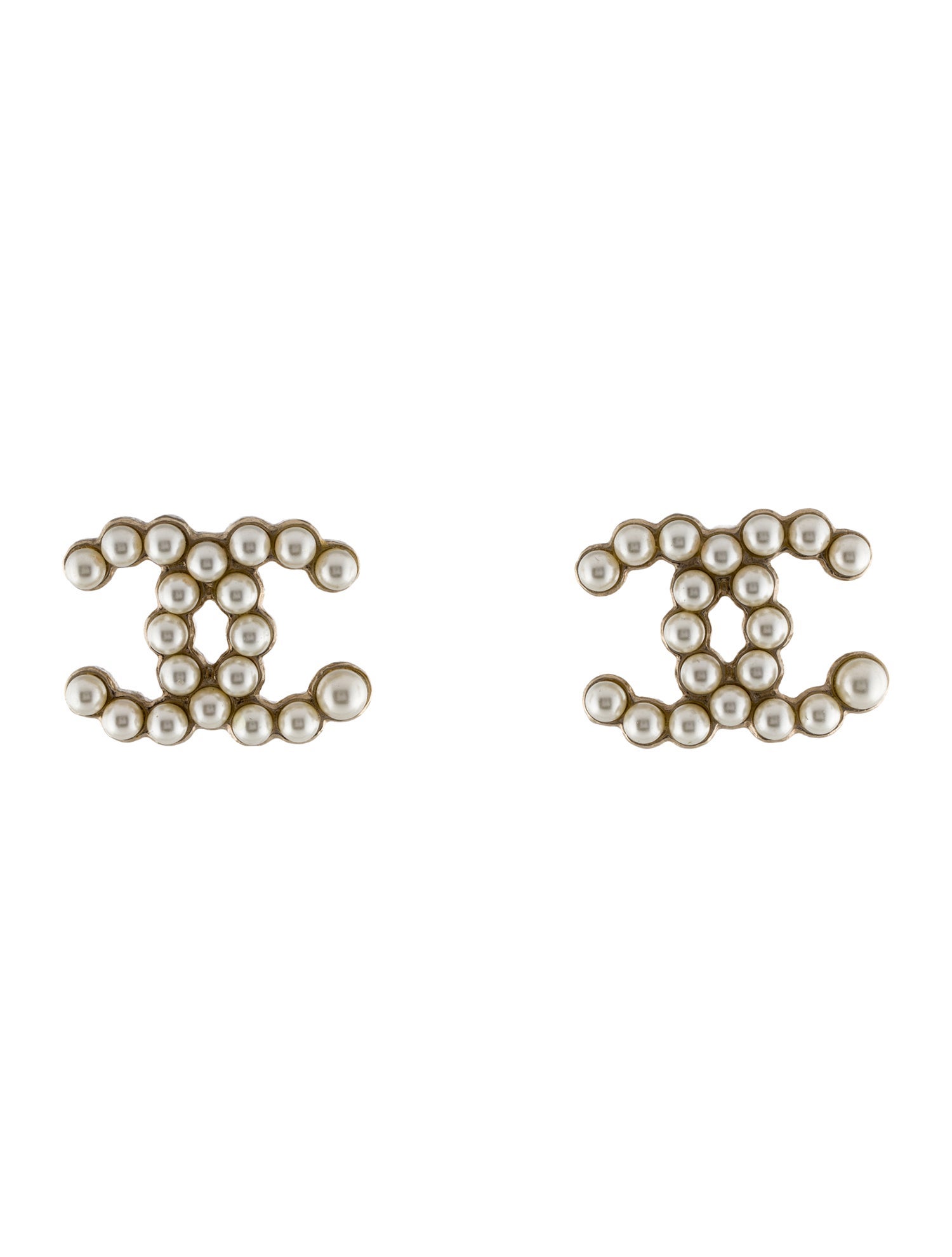 Chanel Faux Pearl CC Stud Earrings
