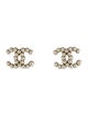 Chanel Faux Pearl CC Stud Earrings
