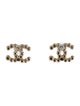 Chanel Faux Pearl CC Stud Earrings