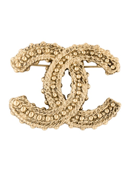 Chanel Resin Textured CC Logo Brooch