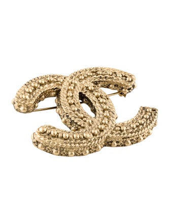 Chanel Resin Textured CC Logo Brooch