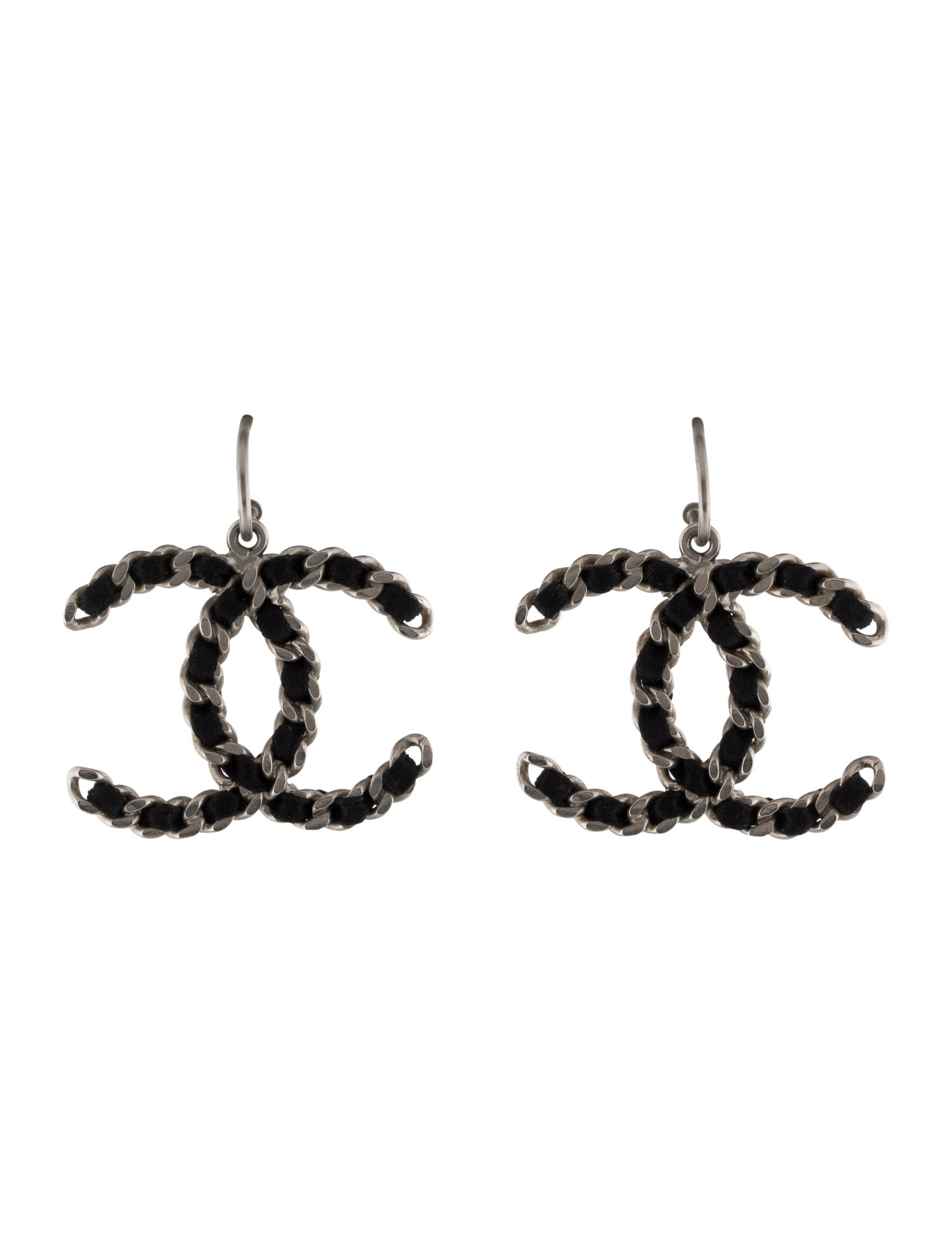 Chanel Leather CC Drop Earrings