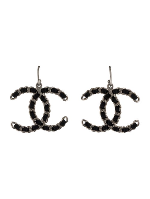Chanel Leather CC Drop Earrings