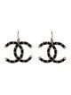 Chanel Leather CC Drop Earrings