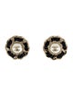 Chanel Leather & Faux Pearl CC Stud Earrings