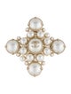 Chanel Faux Pearl CC Cross Brooch