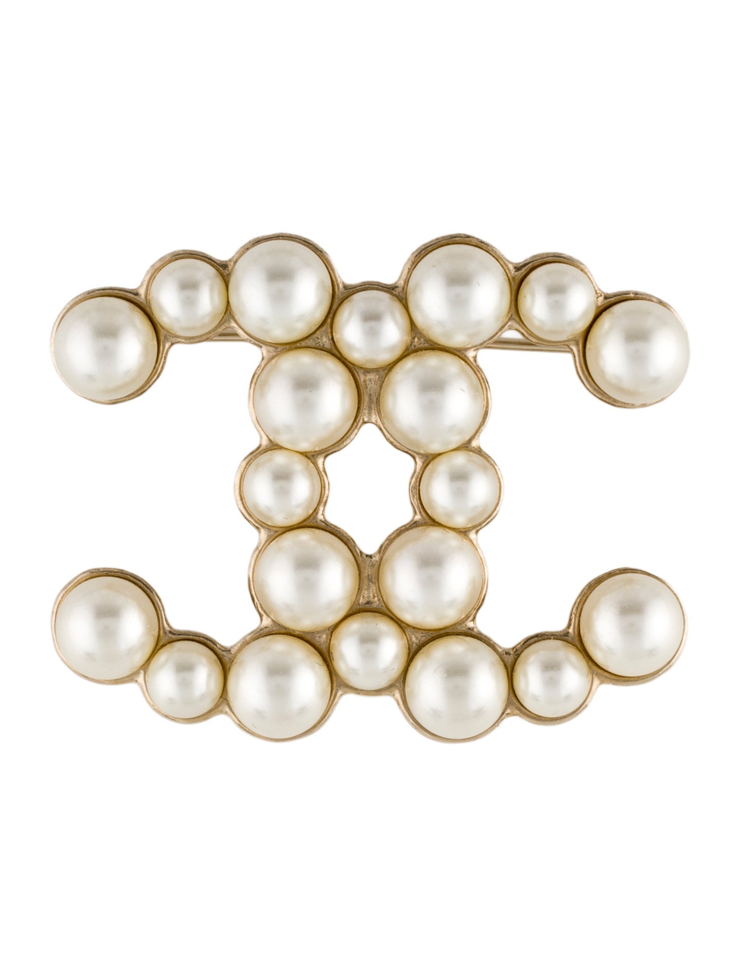 Chanel Faux Pearl CC Brooch