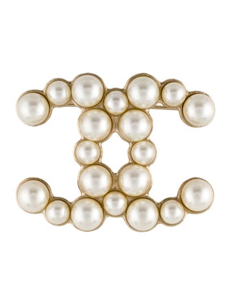 Chanel Faux Pearl CC Brooch