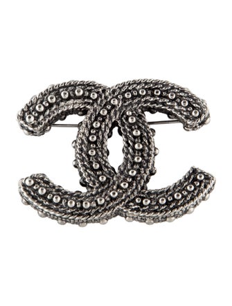 Chanel Textured Enamel CC Brooch