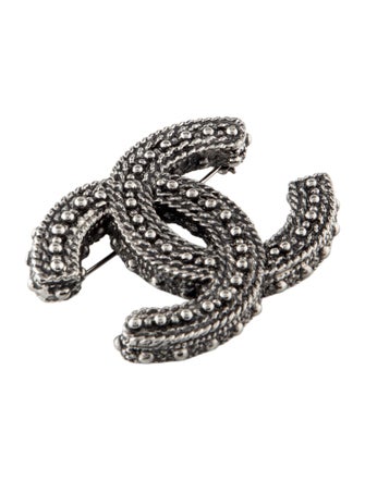 Chanel Textured Enamel CC Brooch