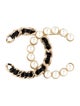 Chanel Faux Pearl & Leather CC Logo Brooch