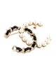 Chanel Faux Pearl & Leather CC Logo Brooch