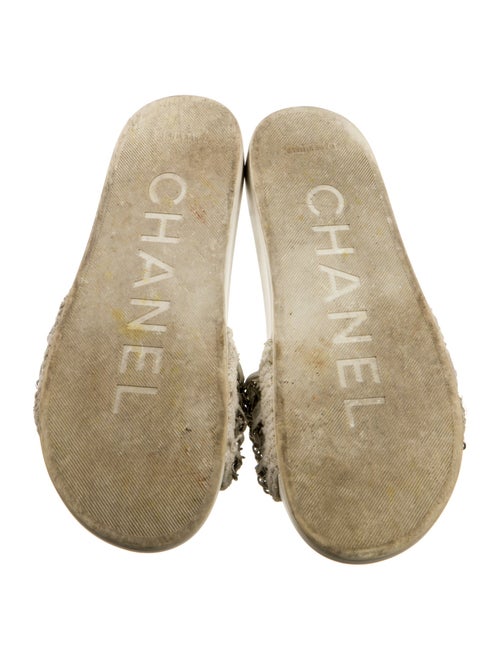 Chanel Interlocking CC Logo Leather Slides