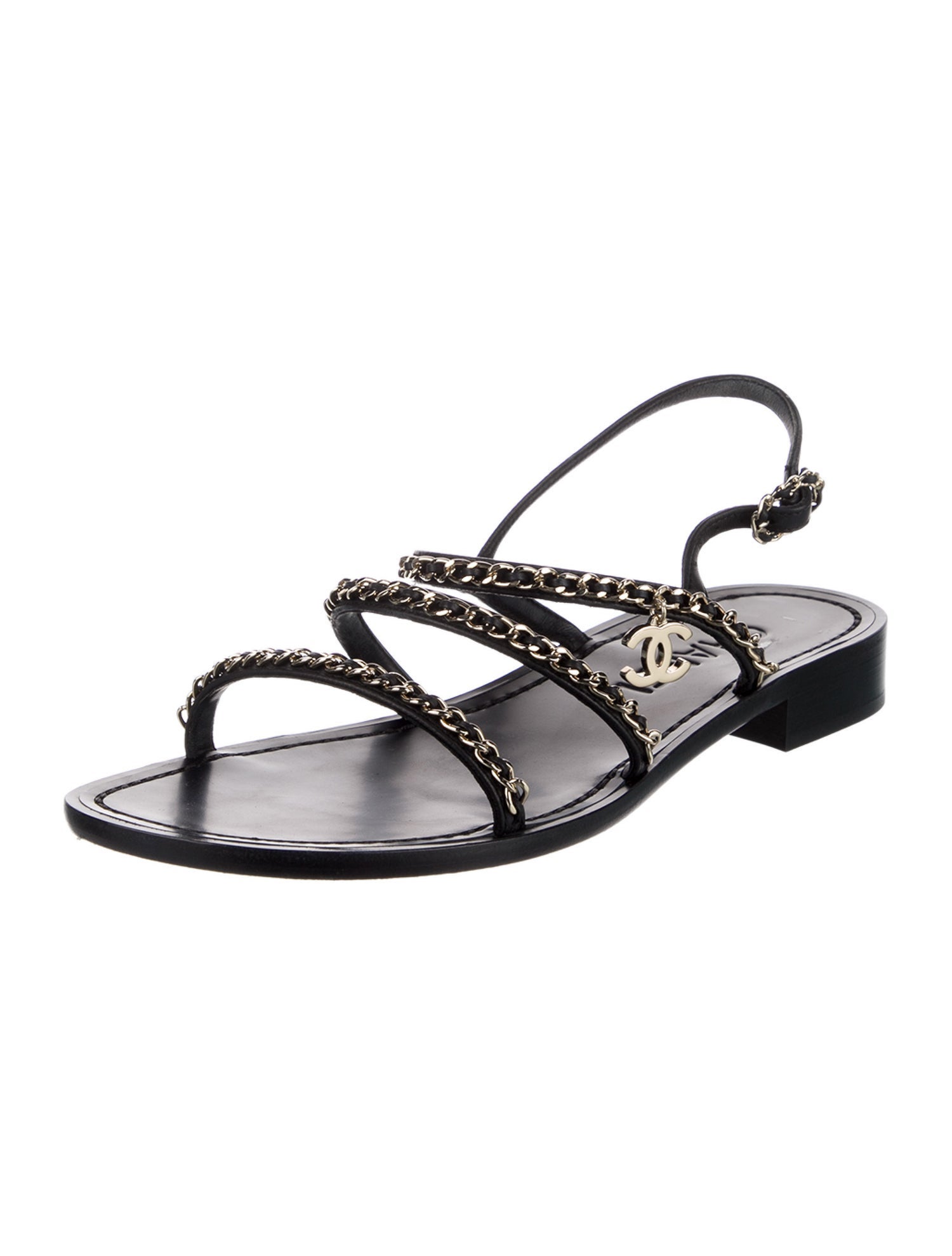 Chanel 2025 Interlocking CC Logo Slingback Sandals