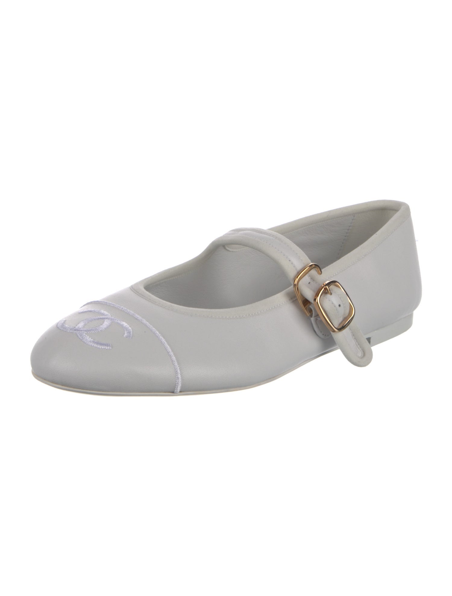 Chanel Interlocking CC Logo Lambskin Mary Jane Flats