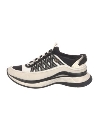 Chanel Interlocking CC Logo Leather Trim Embellishment Sneakers