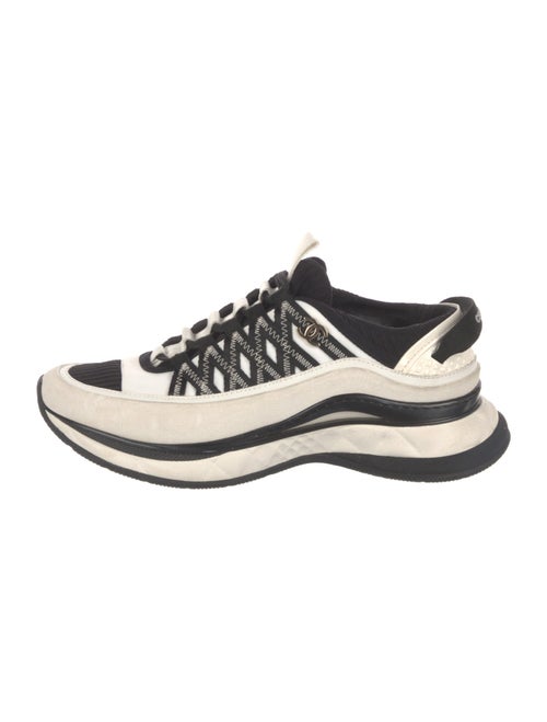 Chanel Interlocking CC Logo Leather Trim Embellishment Sneakers