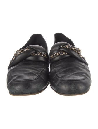 Chanel Interlocking CC Logo Leather Loafers