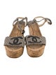 Chanel Interlocking CC Logo Leather Trim Embellishment Sandals