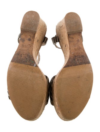 Chanel Interlocking CC Logo Leather Trim Embellishment Sandals