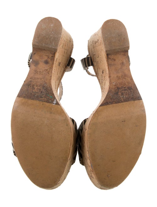 Chanel Interlocking CC Logo Leather Trim Embellishment Sandals