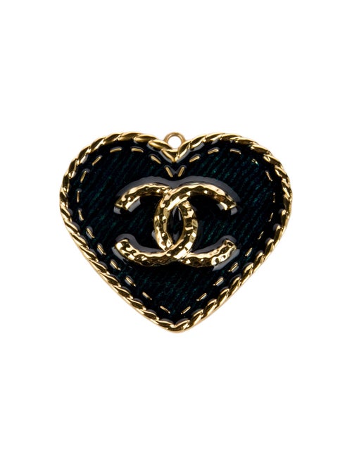 Chanel 2024 CC Denim Heart Keychain