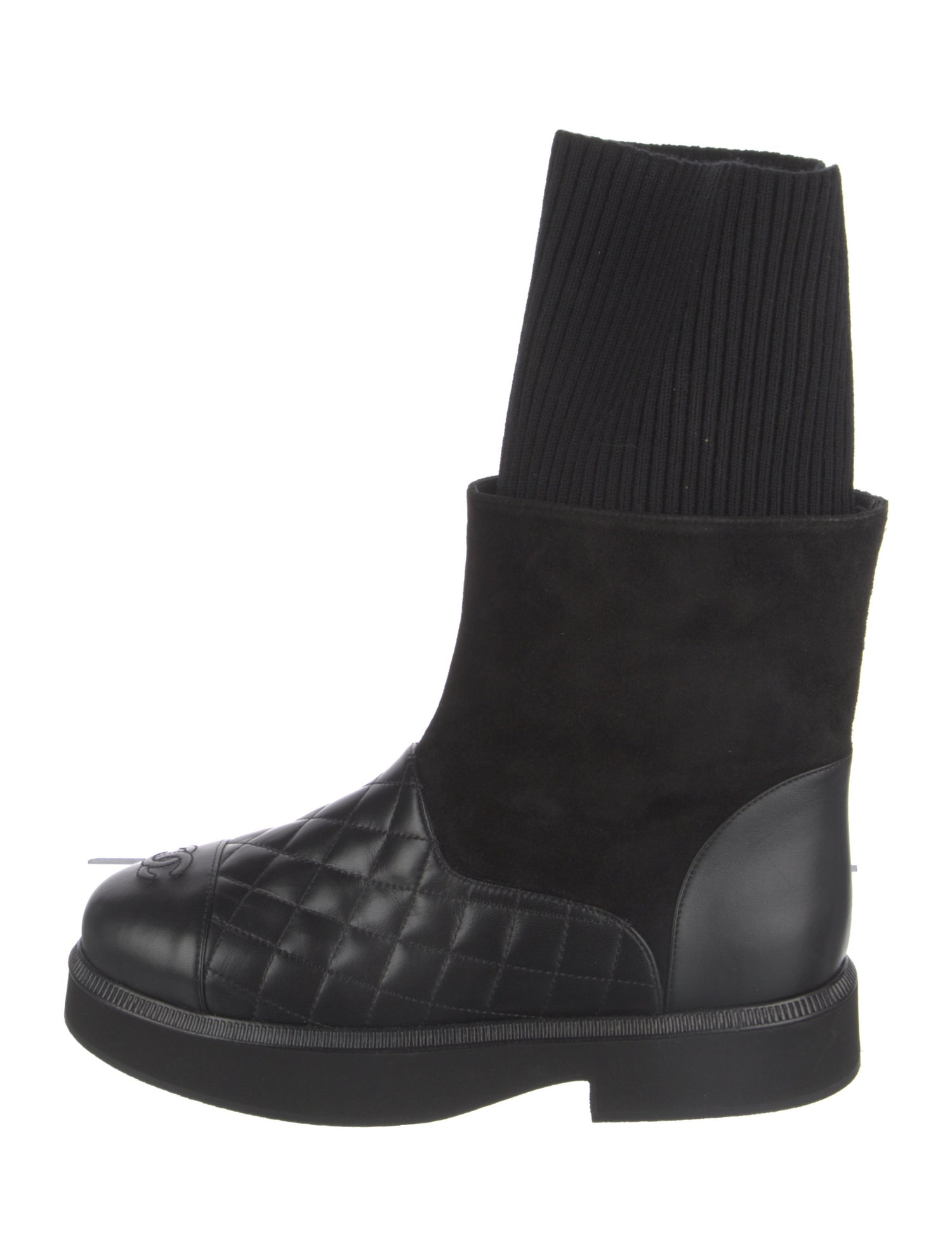 Chanel Interlocking CC Logo Suede Boots