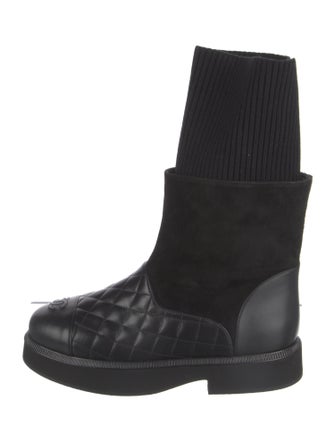 Chanel Interlocking CC Logo Suede Boots