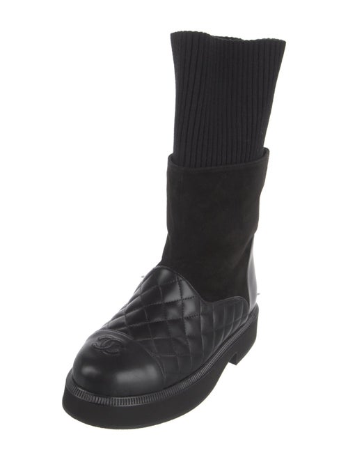Chanel Interlocking CC Logo Suede Boots