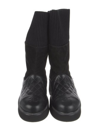 Chanel Interlocking CC Logo Suede Boots