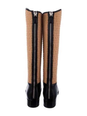 Chanel Interlocking CC Logo Tweed Riding Boots