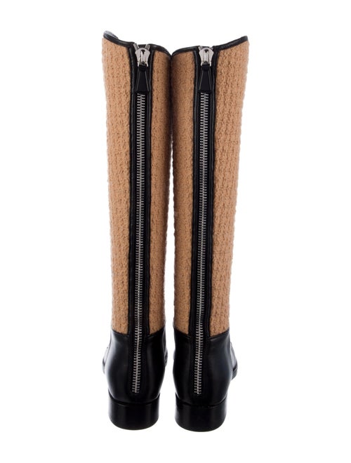 Chanel Interlocking CC Logo Tweed Riding Boots